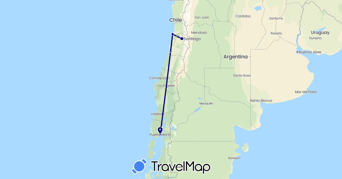 TravelMap itinerary: driving in Chile (South America)